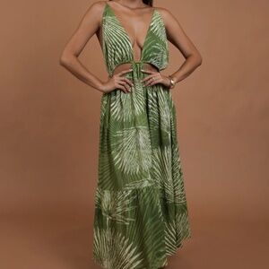 LexBreezy Tori Maxi Dress Loulu Palm Green NWT XS